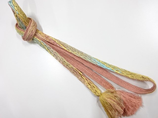 JAPANESE KIMONO / HAND-TIED OBIJIME CORD / SILK